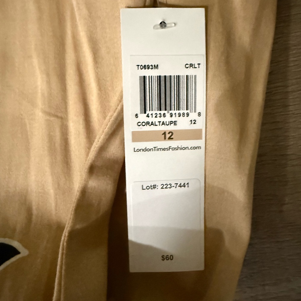 London Times Coral /Taupe Dress Size 12 - Picture 9 of 10